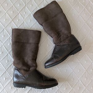 Vintage Brown Leather & Sheepskin Boots